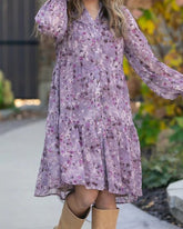 Abstract Floral Button Down Midi Dress