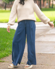 Dark Chambray Wide Leg Pants