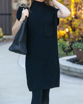 Knit Mock Neck Sweater Midi Dress