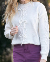 Pointelle Knit Bow Sweater
