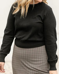 Solid Crew Neck Pullover Sweater