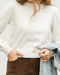 Solid Crew Neck Pullover Sweater