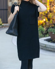 Knit Mock Neck Sweater Midi Dress