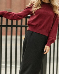 Solid Crew Neck Pullover Sweater